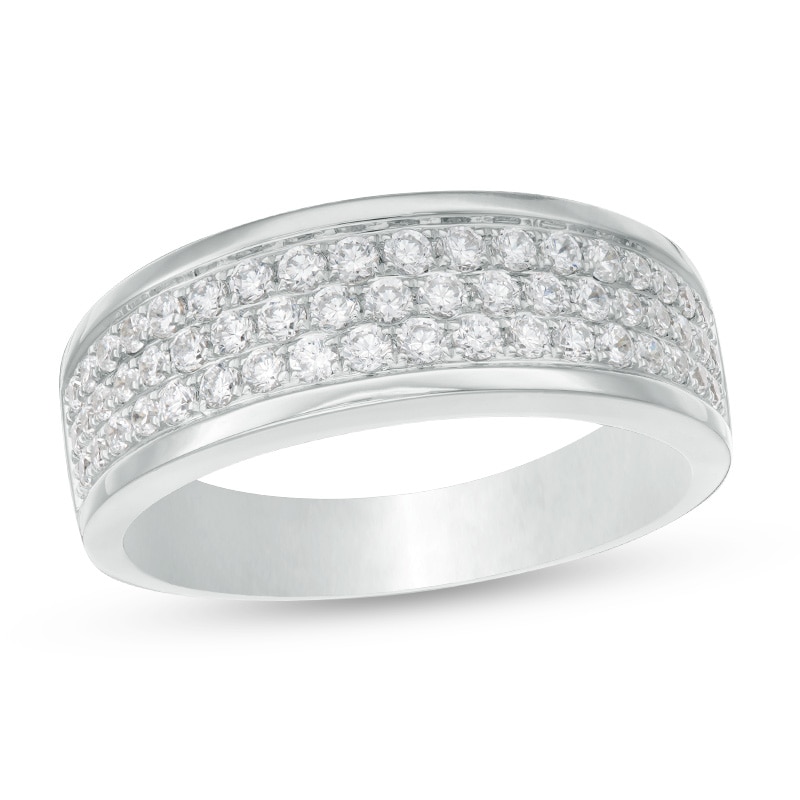 Main Image 1 of Previously Owned - 1 CT. T.W. Diamond Triple Row Wedding Band in 10K White Gold