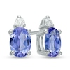 Previously Owned - Oval Tanzanite and Diamond Accent Stud Earrings in 10K White Gold