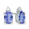 Previously Owned - Oval Tanzanite and Diamond Accent Stud Earrings in 10K White Gold