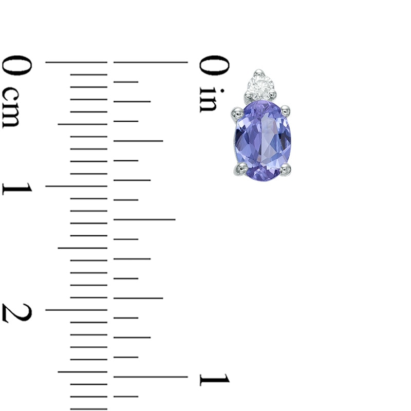 Previously Owned - Oval Tanzanite and Diamond Accent Stud Earrings in 10K White Gold