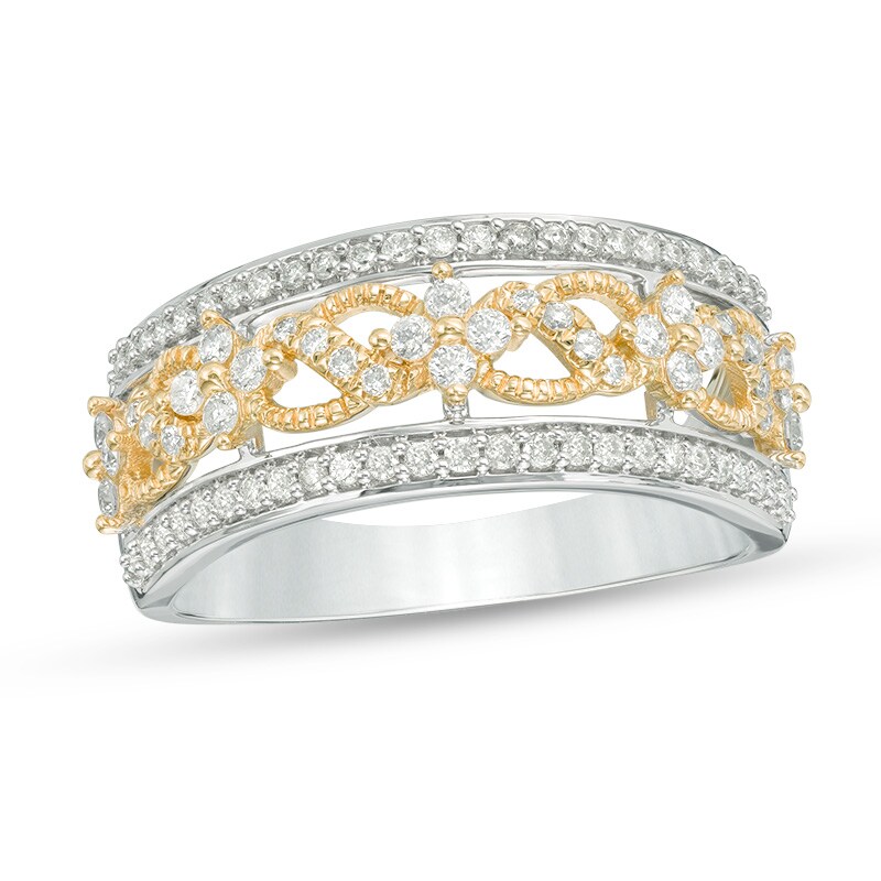 Main Image 1 of Previously Owned - 1/2 CT. T.W. Diamond Swirl Ring in 10K Two-Tone Gold