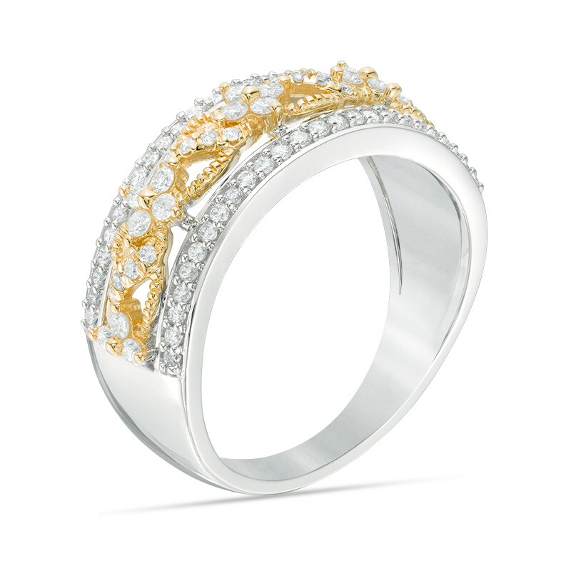 Main Image 2 of Previously Owned - 1/2 CT. T.W. Diamond Swirl Ring in 10K Two-Tone Gold