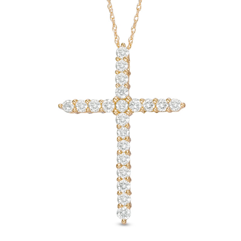 Main Image 1 of Previously Owned - 1 CT. T.W. Diamond Cross Pendant in 14K Gold