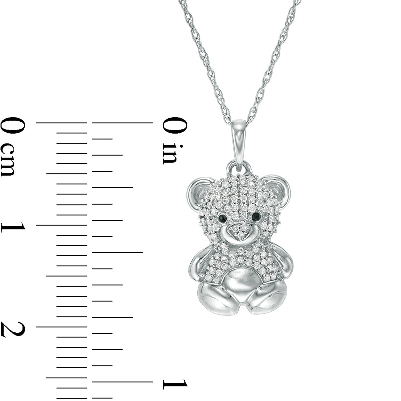 Main Image 2 of Previously Owned - 1/10 CT. T.W. Diamond Teddy Bear Pendant in Sterling Silver