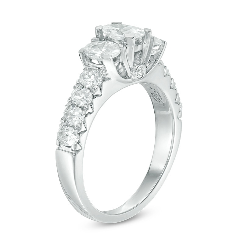 Previously Owned - 2 CT. T.W. Oval Diamond Past Present Future® Engagement Ring in 14K White Gold (I/I1)