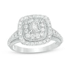 Thumbnail Image 1 of Previously Owned - 3/4 CT. T.W. Princess-Cut Diamond Double Frame Vintage-Style Engagement Ring in 14K White Gold