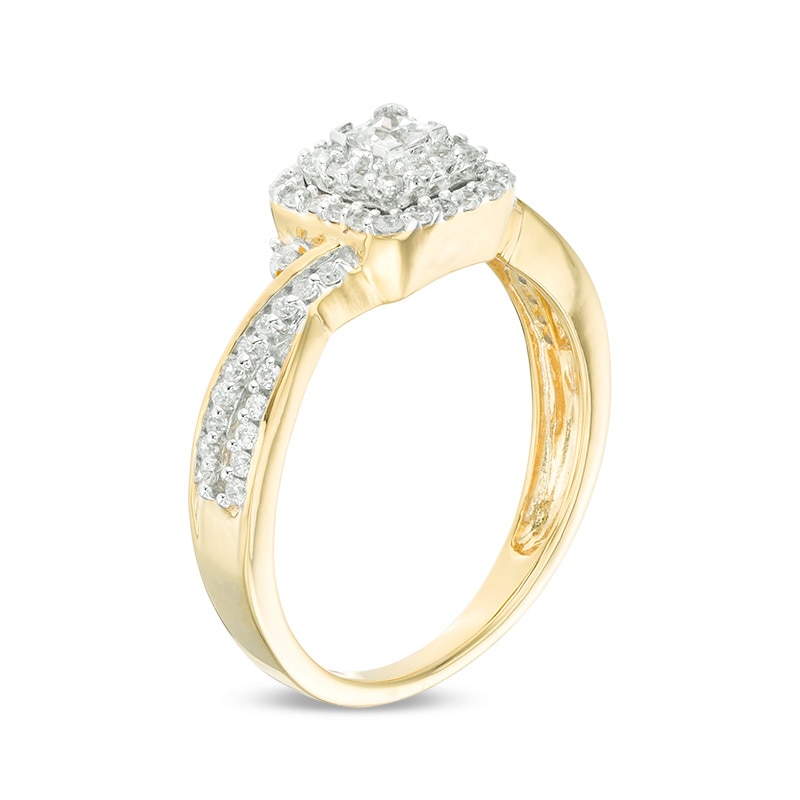 Previously Owned - 1/3 CT. T.W. Princess-Cut Diamond Double Frame Engagement Ring in 10K Gold