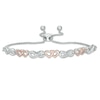 Thumbnail Image 1 of Previously Owned - 1/20 CT. T.W. Diamond Heart Infinity Bolo Bracelet in Sterling Silver and 10K Rose Gold - 9.5"