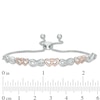 Thumbnail Image 2 of Previously Owned - 1/20 CT. T.W. Diamond Heart Infinity Bolo Bracelet in Sterling Silver and 10K Rose Gold - 9.5"