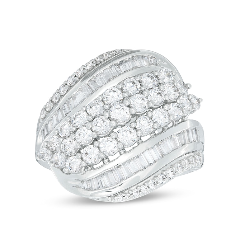 Previously Owned - 2 CT. T.W. Diamond Wave Multi-Row Ring in 10K White Gold
