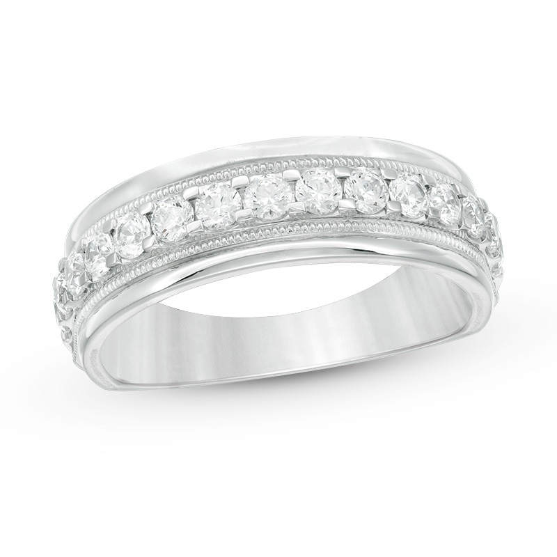 Previously Owned - Men's 1 CT. T.W. Diamond Vintage-Style Wedding Band in 10K White Gold