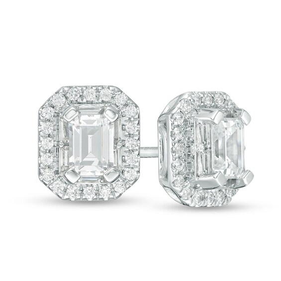 Previously Owned - 1 CT. T.W. Emerald-Cut Diamond Stud Earrings in 14K White Gold (I/SI2) Previously Owned - 1 CT. T.W. Emerald-Cut Diamond Stud Earrings in 14K White Gold (I/SI2)