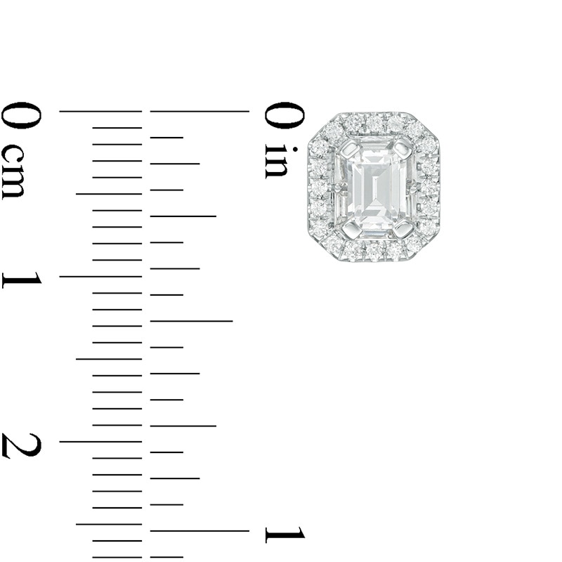 Previously Owned - 1 CT. T.W. Emerald-Cut Diamond Stud Earrings in 14K White Gold (I/SI2)