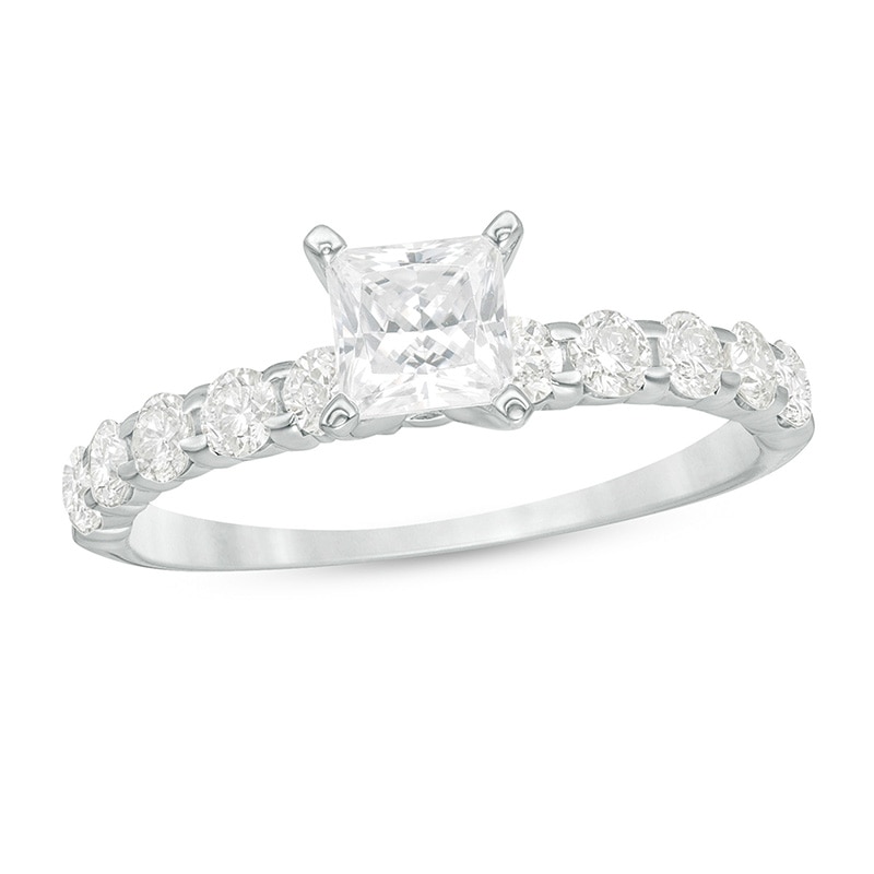 Main Image 1 of Previously Owned - 1 CT. T.W. Princess-Cut Diamond Engagement Ring in 14K White Gold