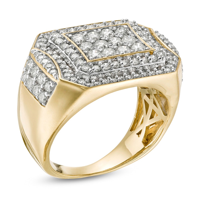 Previously Owned - Men's 2 CT. T.W. Composite Diamond Rectangular Frame Ring in 10K Gold