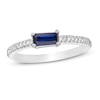 Thumbnail Image 1 of Previously Owned - Sideways Baguette Lab-Created Blue Sapphire and 1/10 CT. T.W. Diamond Ring in 10K White Gold