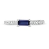 Thumbnail Image 4 of Previously Owned - Sideways Baguette Lab-Created Blue Sapphire and 1/10 CT. T.W. Diamond Ring in 10K White Gold