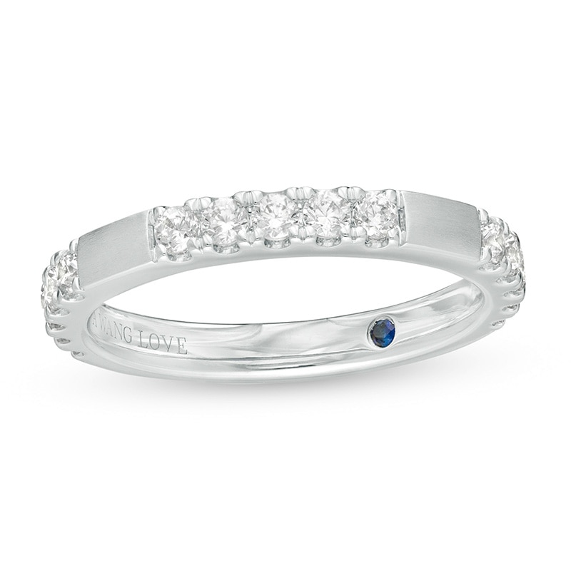 Main Image 1 of Previously Owned - Vera Wang Love Collection 1/2 CT. T.W. Diamond Satin Wedding Band in 14K White Gold