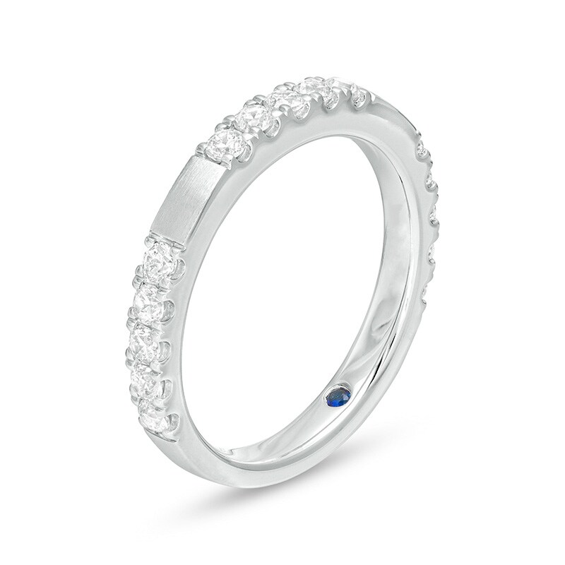 Main Image 2 of Previously Owned - Vera Wang Love Collection 1/2 CT. T.W. Diamond Satin Wedding Band in 14K White Gold