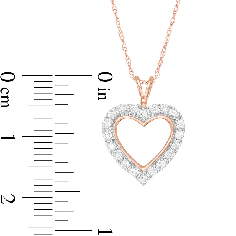 Main Image 3 of Previously Owned - 1/4 CT. T.W. Diamond Heart Outline Pendant in 10K Rose Gold