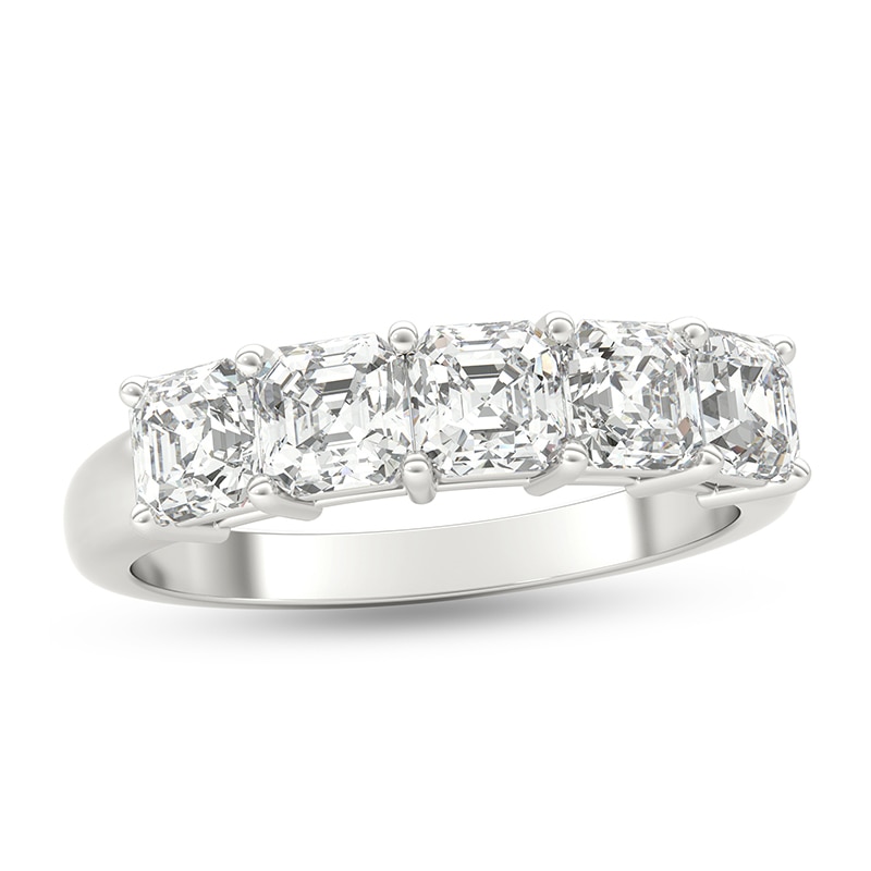 Main Image 1 of Previously Owned - 1-1/2 CT. T.W. Asscher-Cut Diamond Five Stone Anniversary Band in Platinum (I/VS2)