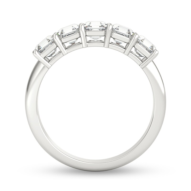 Main Image 3 of Previously Owned - 1-1/2 CT. T.W. Asscher-Cut Diamond Five Stone Anniversary Band in Platinum (I/VS2)