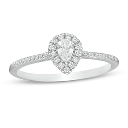 Previously Owned - Cherished Promise Collection™ 1/3 CT. T.W. Pear-Shaped Diamond Frame Promise Ring in 10K White Gold
