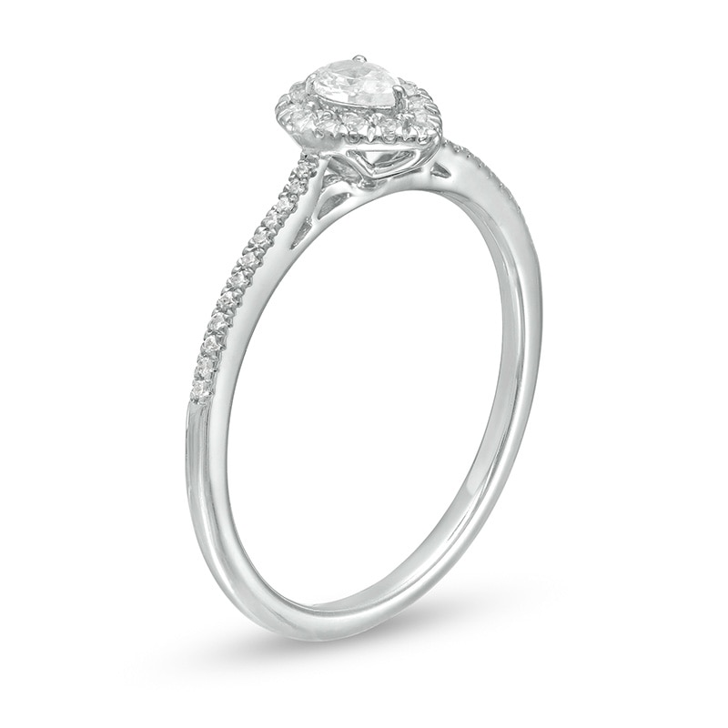 Main Image 3 of Previously Owned - Cherished Promise Collection™ 1/3 CT. T.W. Pear-Shaped Diamond Frame Promise Ring in 10K White Gold