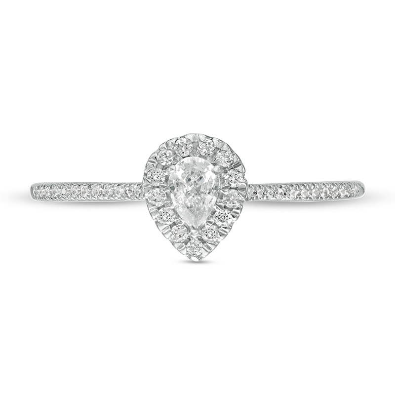 Main Image 4 of Previously Owned - Cherished Promise Collection™ 1/3 CT. T.W. Pear-Shaped Diamond Frame Promise Ring in 10K White Gold
