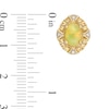 Previously Owned - Captivating Color Oval Opal, Spessartite and 1/20 CT. T.W. Diamond Frame Stud Earrings in 14K Gold