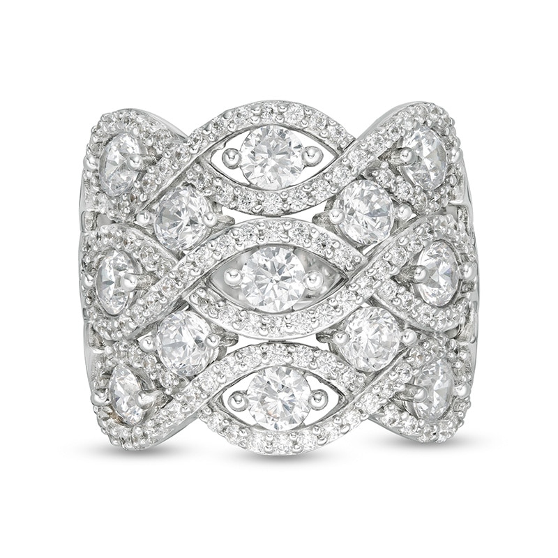 Previously Owned - 3 CT. T.W. Diamond Woven Triple Row Ring in 10K White Gold