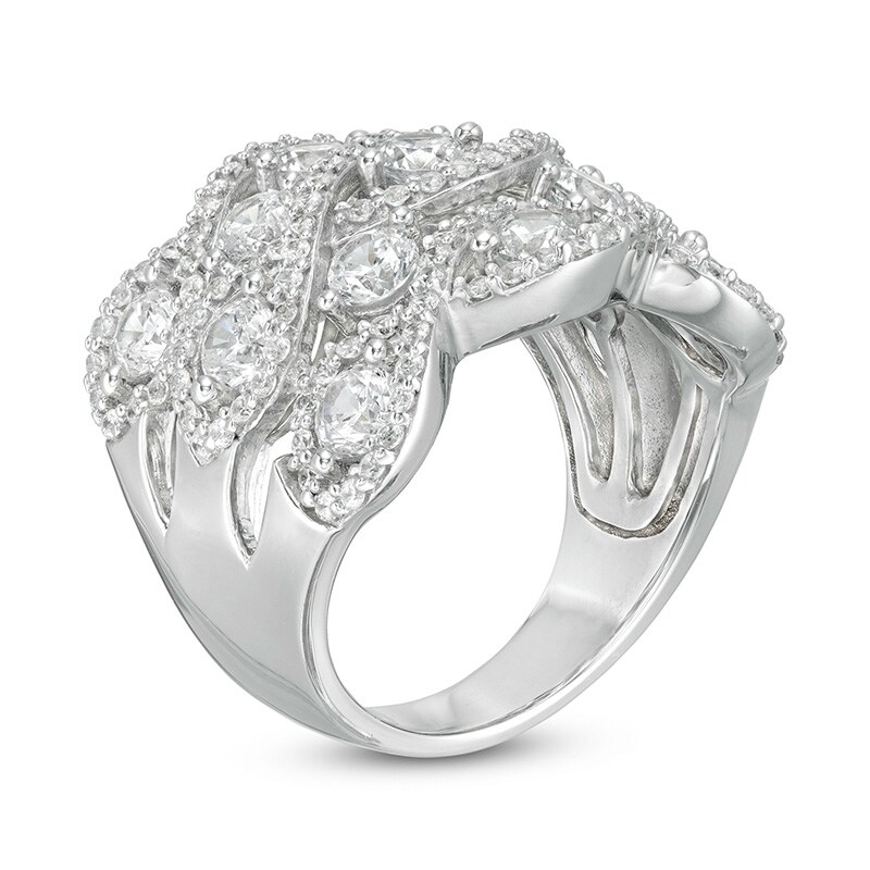 Previously Owned - 3 CT. T.W. Diamond Woven Triple Row Ring in 10K White Gold