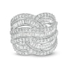 Thumbnail Image 0 of Previously Owned - 2 CT. T.W. Baguette and Round Diamond Layered Overlay Ring in 10K White Gold