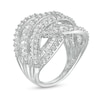 Previously Owned - 2 CT. T.W. Baguette and Round Diamond Layered Overlay Ring in 10K White Gold