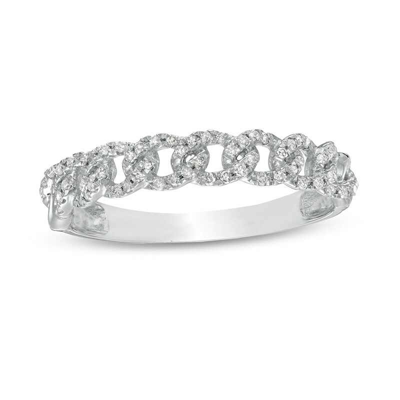 Main Image 1 of Previously Owned - 1/6 CT. T.W. Diamond Link Band in 10K White Gold