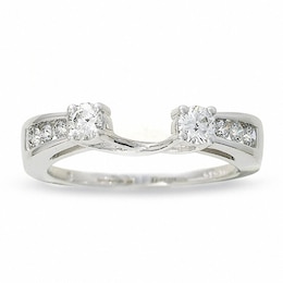 Previously Owned - 1/2 CT. T.W. Four-Stone Diamond Pinched Wrap Solitaire Enhancer in 14K White Gold