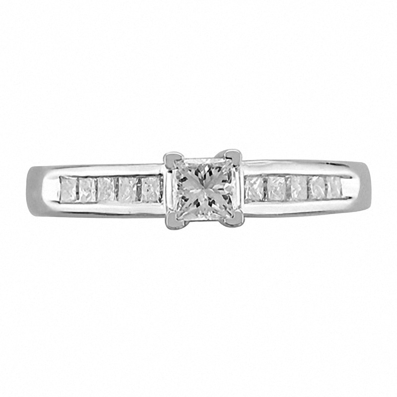 Main Image 2 of Previously Owned - 1/2 CT. T.W. Princess-Cut Diamond Engagement Ring in Platinum