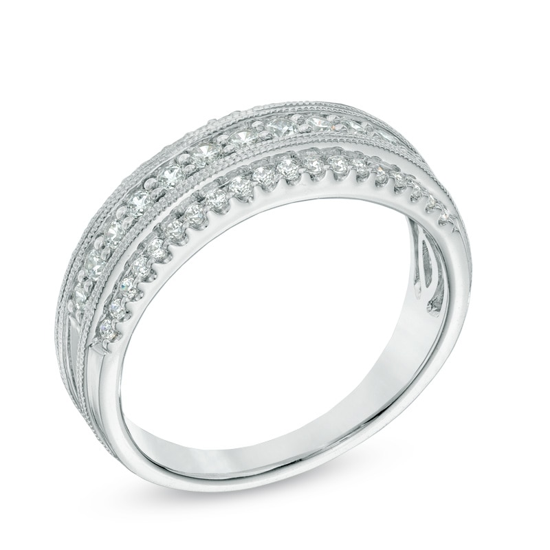 Previously Owned - 1/2 CT. T.W. Diamond Vintage-Style Anniversary Band in 14K White Gold