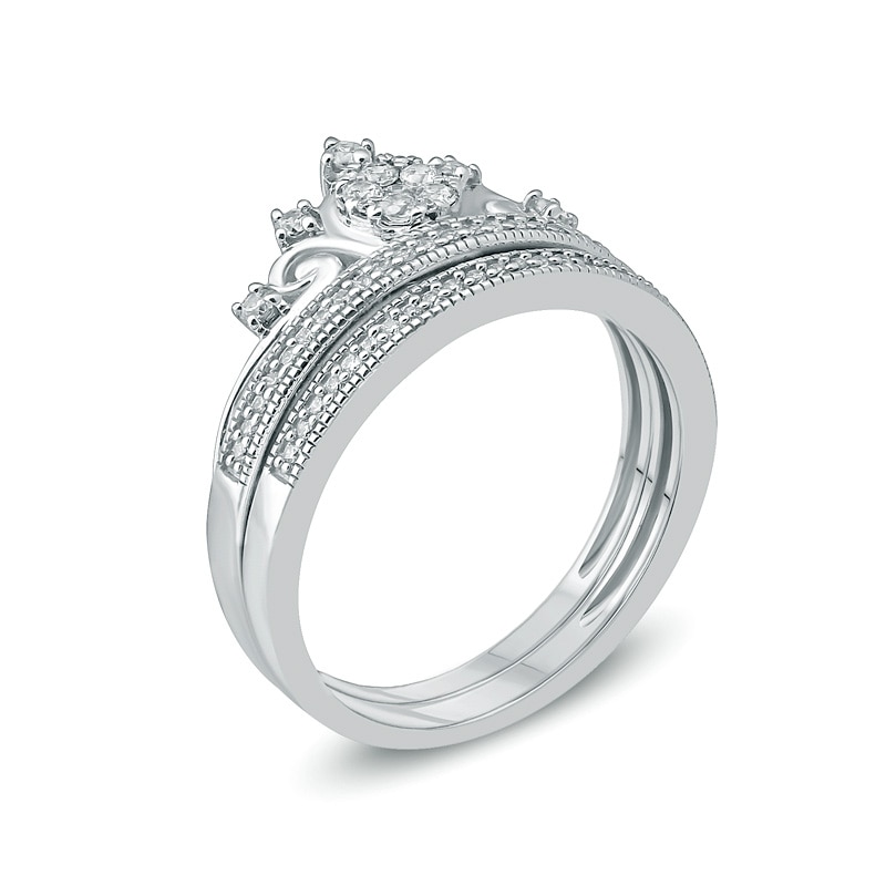 Main Image 2 of Previously Owned - 1/3 CT. T.W. Composite Diamond Tiara Bridal Set in 10K White Gold