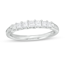 Previously Owned - 1/2 CT. T.W. Princess-Cut Diamond Seven Stone Anniversary Band in 14K White Gold