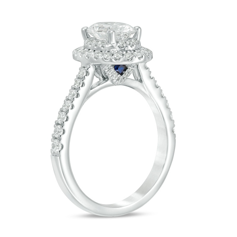 Previously Owned - Vera Wang Love Collection 1-5/8 CT. T.W. Oval Diamond Frame Engagement Ring in 14K White Gold