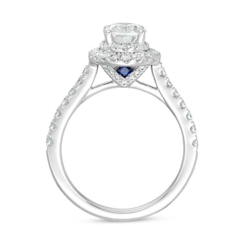 Previously Owned - Vera Wang Love Collection 1-5/8 CT. T.W. Oval Diamond Frame Engagement Ring in 14K White Gold