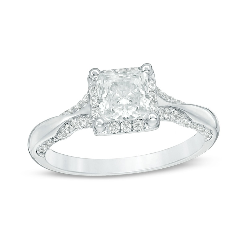 Main Image 1 of Previously Owned - 1-1/4 CT. T.W. Princess-Cut Diamond Frame Engagement Ring in 14K White Gold
