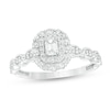 Thumbnail Image 1 of Previously Owned - 3/8 CT. T.W. Emerald-Cut Diamond Art Deco Vintage-Style Engagement Ring in 10K White Gold