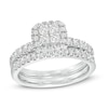 Thumbnail Image 1 of Previously Owned - 1 CT. T.W. Quad Princess-Cut Diamond Frame Bridal Set in 14K White Gold