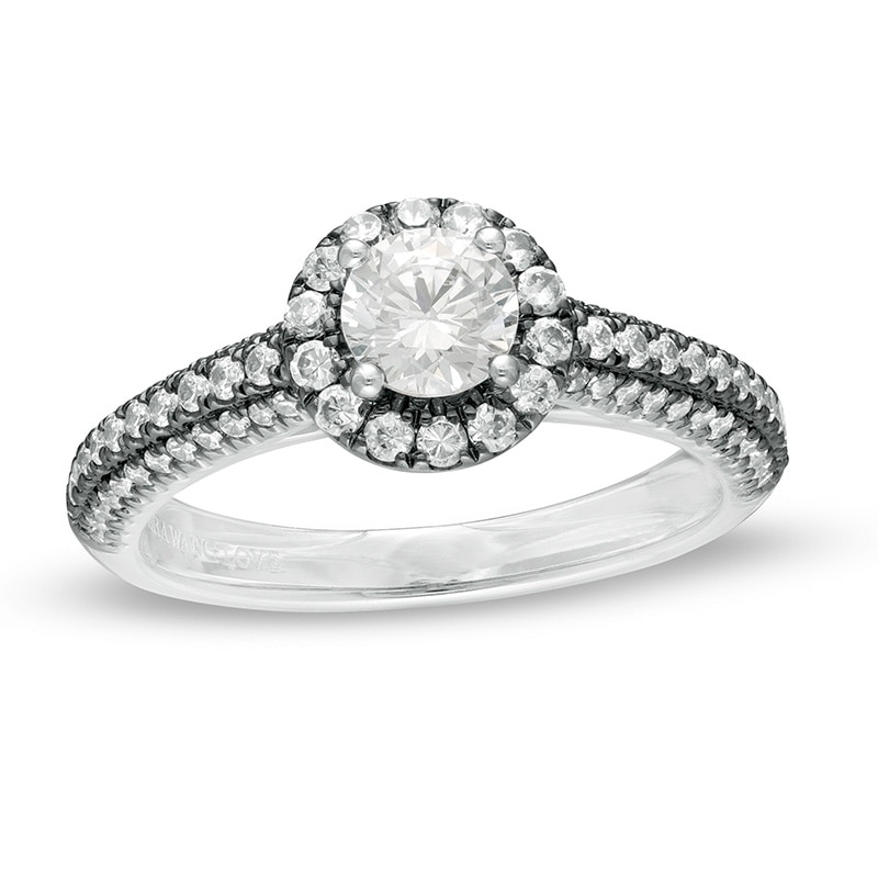 Main Image 1 of Previously Owned - Vera Wang Love Collection 1 CT. T.W. Diamond Frame Engagement Ring in 14K White Gold