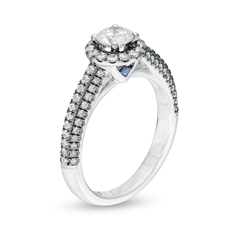 Main Image 2 of Previously Owned - Vera Wang Love Collection 1 CT. T.W. Diamond Frame Engagement Ring in 14K White Gold