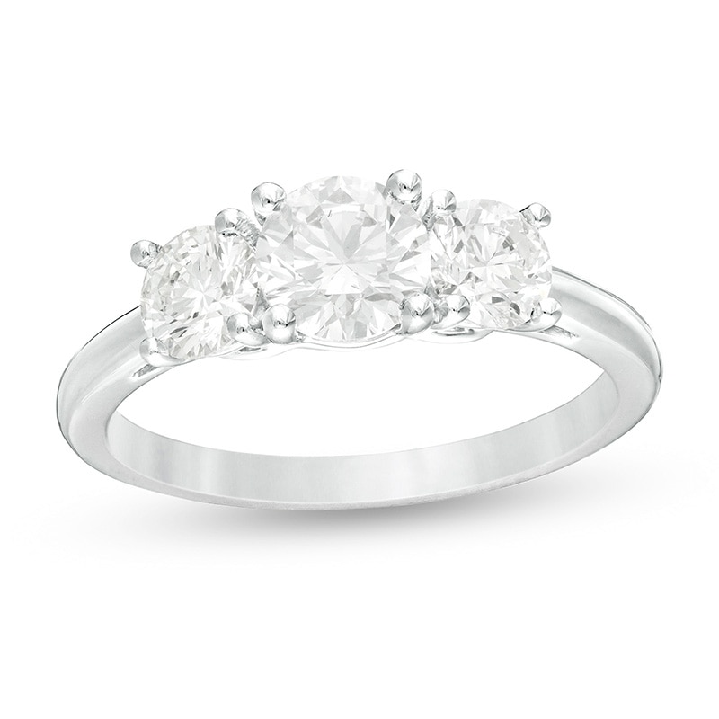 Main Image 1 of Previously Owned - 1-1/2 CT. T.W. Lab-Grown Diamond Past Present Future® Engagement Ring in 14K White Gold (G/SI2)