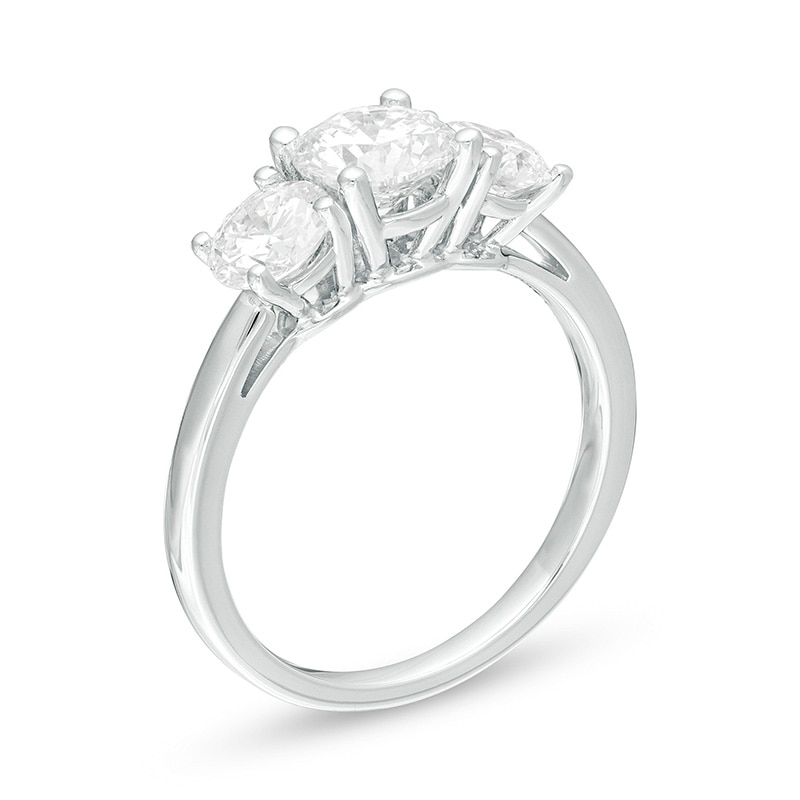 Main Image 3 of Previously Owned - 1-1/2 CT. T.W. Lab-Grown Diamond Past Present Future® Engagement Ring in 14K White Gold (G/SI2)