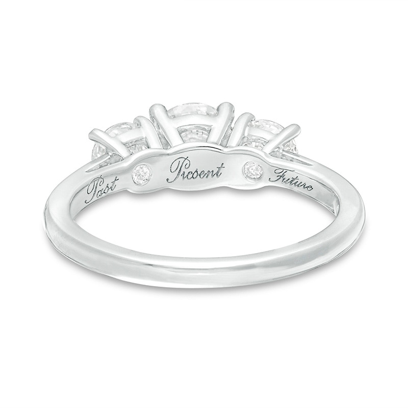 Main Image 4 of Previously Owned - 1-1/2 CT. T.W. Lab-Grown Diamond Past Present Future® Engagement Ring in 14K White Gold (G/SI2)